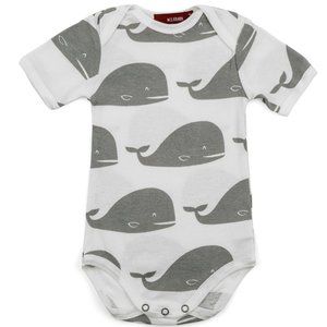 Milkbarn Infant Baby Organic Cotton One Piece Gray Whale 6-12 Months - NWT